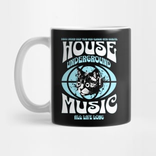HOUSE MUSIC  - Underground Cat (White/Blue) Mug